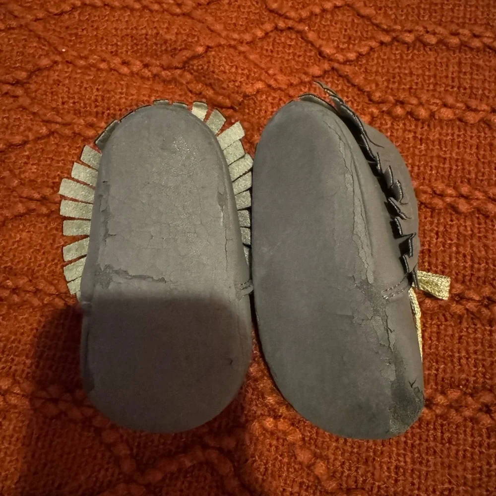 First Steps Baby moccasins, 9-12m, Dark Gray